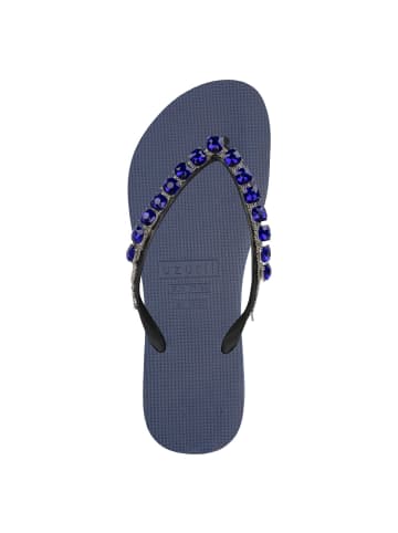 Uzurii Luxury Footwear platte hausschuhe Sarah in navy blau