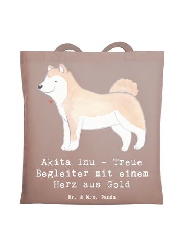 Mr. & Mrs. Panda Jutebeutel Akita Inu Herz mit Spruch in Braun Pastell