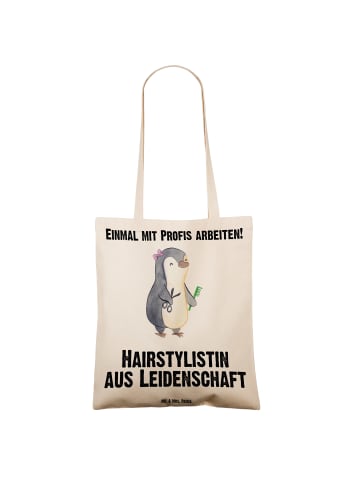 Mr. & Mrs. Panda totebag Hairstylistin Leidenschaft mit Spruch in Creme