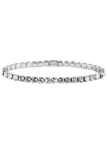 Adeliás Damen Armband – Gliederarmband aus Edelstahl mit Strass 21 cm in silber