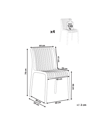 Beliani 4er-Set Esszimmerstuhl ARICCIA in Rot