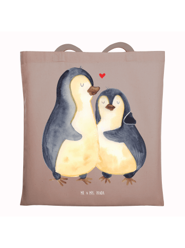 Mr. & Mrs. Panda Tüte Pinguin umarmen ohne Spruch in Braun Pastell