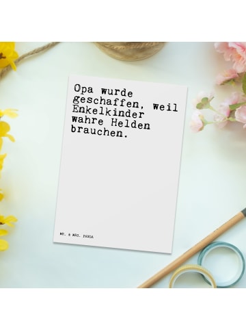 Mr. & Mrs. Panda Ansichtskarte Opa wurde geschaffen, weil... mit... in Weiß