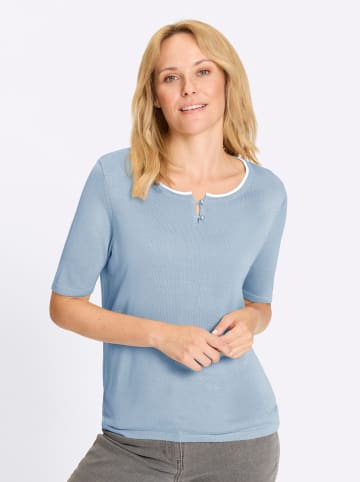 Sieh an! Kurzarmpullover in eisblau-weiß