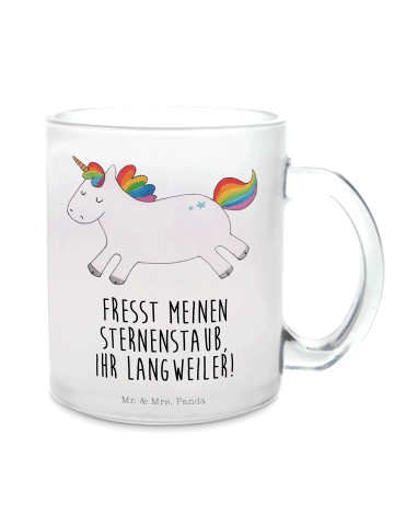 Mr. & Mrs. Panda Teetasse Einhorn Happy mit Spruch in Transparent