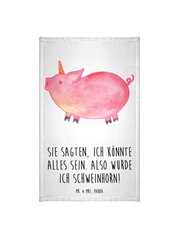 Mr. & Mrs. Panda Gästetuch Einhorn Schwein mit Spruch in Weiß