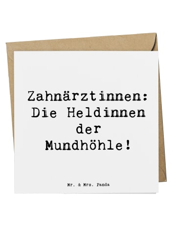 Mr. & Mrs. Panda Briefkarte Spruch Zahnärztin Heldin mit Spruch in Weiß