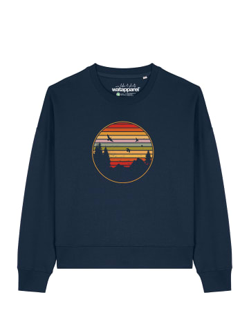 wat? Apparel Sweatshirt Sunset Berge & Tannen in Dunkelblau