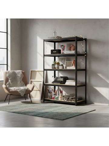relaxdays Schwerlastregal in Schwarz/ Braun - (B)100 x (H)200 x (T)40 cm
