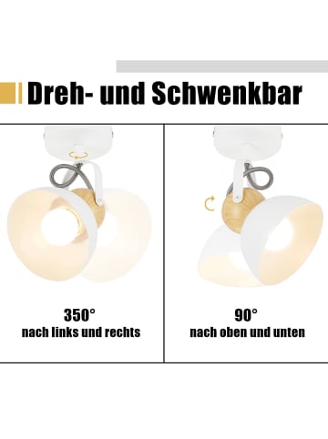 ZMH Deckenleuchte in Weiß 1-flammige E14 rund Vintage Deckenspot MAX.40W