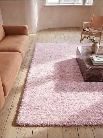 KADIMA DESIGN Teppich Hochflor Shaggy Waschbar Einfarbig RHEIN Strapazierfähig in Pink