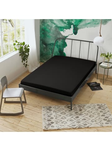 Erwin Müller Interlock-Jersey Spannbettlaken 2er-Pack Nürnberg in schwarz