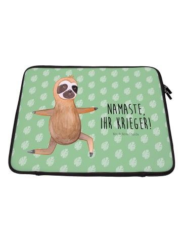 Mr. & Mrs. Panda Laptoptasche Faultier Yoga mit Spruch in Tropengrün