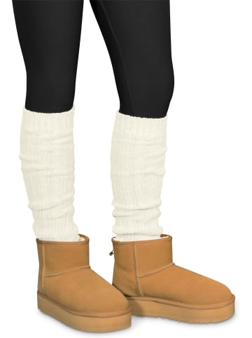 normani 2 Paar Strickstulpen mit wärmender Alpakawolle in Wollweiß/Hellgrau