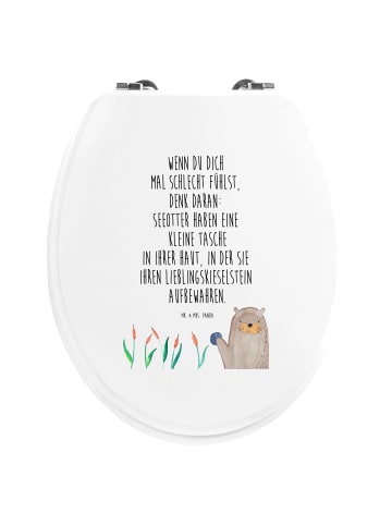 Mr. & Mrs. Panda Holz Toilettendeckel Otter Stein mit Spruch in Weiß
