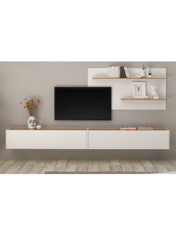 Furn.Design Wohnwand 3-teilig Center in weiß und Eiche Wotan 300 cm