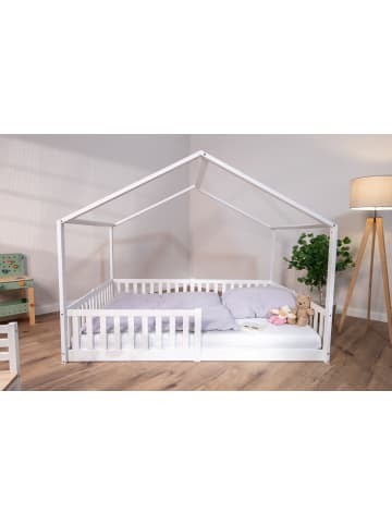 tiSsi tiSsi® Bodenbett / Hausbett ENNO 140x200 cm Buche weiß inkl. opt. Dach