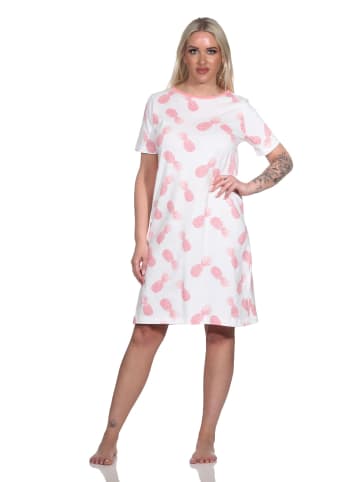 NORMANN Kurzarm Nachthemd Sleepshirt Ananas in rosa