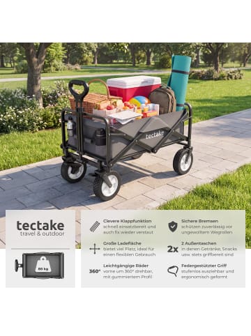 tectake Faltbarer Handwagen Leon mit Bremsen, Belastbarkeit 80kg