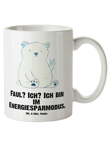 Mr. & Mrs. Panda Jumbo Tasse Eisbär Faul mit Spruch in Weiß