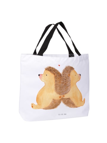 Mr. & Mrs. Panda Strandtasche Igel händchenhaltend ohne Spruch in Weiß