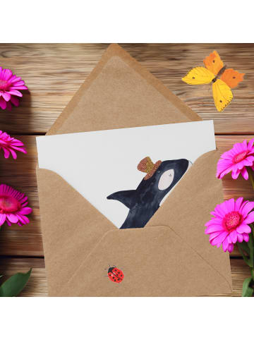 Mr. & Mrs. Panda Grußkarte Orca Zylinder ohne Spruch in Weiß