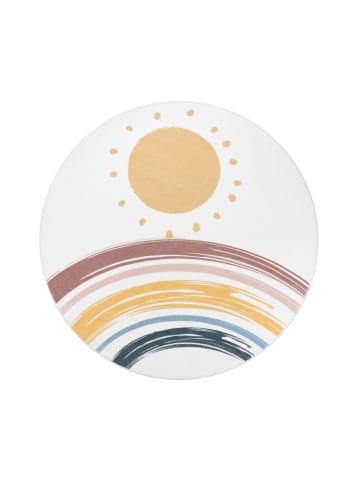 KADIMA DESIGN Kinderteppich waschmaschinenwaschbar Sonne Regenbogen Kinderzimmer in Weiß