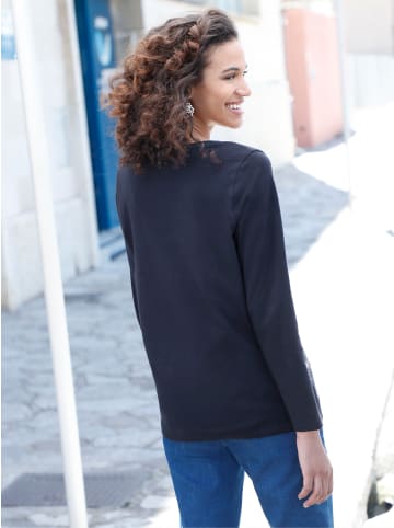 WITT WEIDEN Shirt in marine-weiß-bedruckt