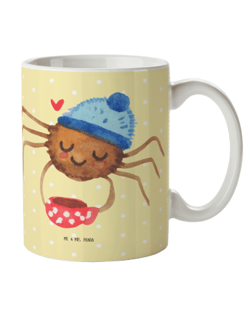 Mr. & Mrs. Panda Tasse Spinne Agathe Kaffee ohne Spruch in Gelb Pastell