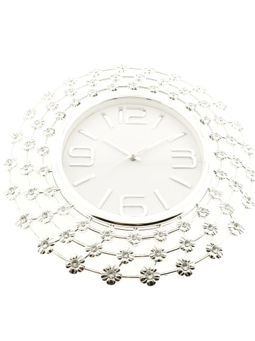 COFI 1453 Almina Wanduhr Uhr Wohnzimmer modernes Design Quartz Silber in Silber