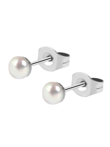 Adeliás Damen Ohrringe – Ohrstecker aus Edelstahl mit Süßwasserperle in silber
