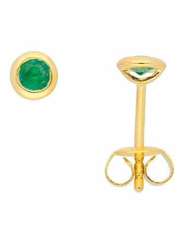 Adeliás 585 Gold Ohrringe / Ohrstecker mit Smaragd in grün