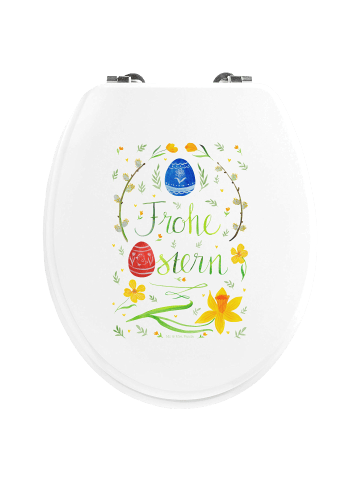 Mr. & Mrs. Panda WC Sitz Ostern Frohe Ostern mit Spruch in Weiß