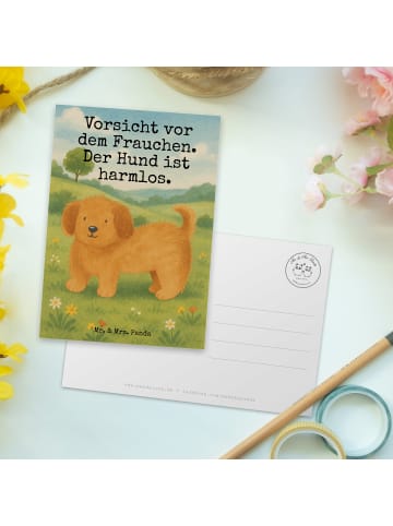 Mr. & Mrs. Panda Postkarte Hund Flauschig Design mit Spruch in Weiß