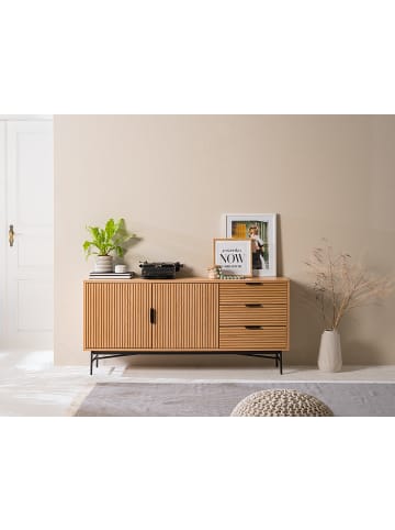 home24 home24 Skandinavisches Sideboard aus edlem Echtholzfurnier mit 2 Türen Kommoden in Eiche