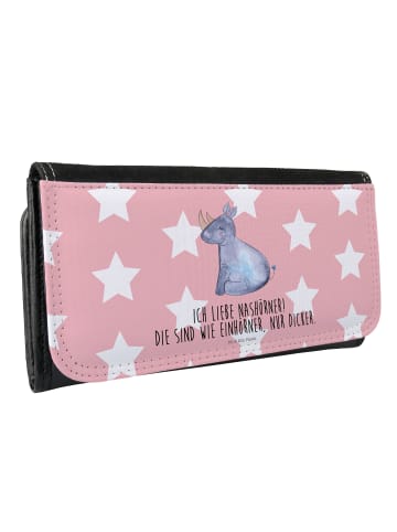 Mr. & Mrs. Panda Portemonnaie für Damen Einhorn Nashorn mit Spruch in Rot Pastell