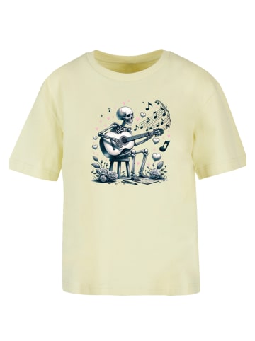 F4NT4STIC Tee Skelett spielt Gitarre, Musik, Liebe in softyellow