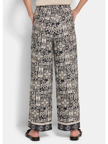 GOLDNER Viskosehose mit Bicolor-Druck in stein / schwarz / gemustert