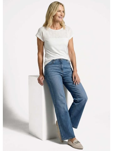 GOLDNER Kurzgröße:  Shirt mit Spitze aus Baumwolle und Jersey in weiß