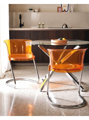 Beliani 2er-Set Esszimmerstuhl OSHKOSH in Orange/Silber