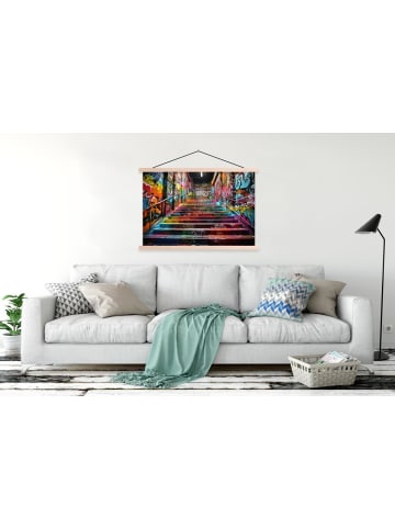 MuchoWow Poster mit Leiste Bunte Treppe  (BxH)