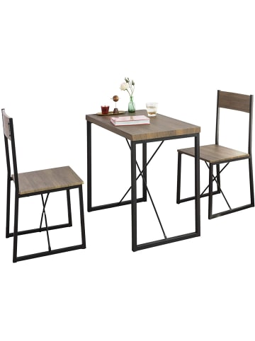 SoBuy Essgruppe in Natur und Schwarz - Tisch(B)80 x (H)75 x (T)50cm/Hocker(B)41 x (H)89 x (T)44cm