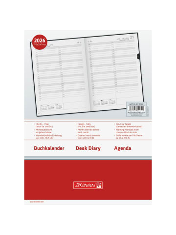 BRUNNEN Buchkalender 787 A4 1 Tag/Seite Schaumfolien-Einband schwarz 2026