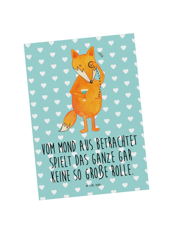 Mr. & Mrs. Panda Postkarte Fuchs Lord mit Spruch in Türkis Pastell