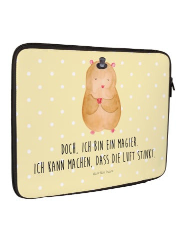 Mr. & Mrs. Panda Laptop Tasche Hamster Hut mit Spruch in Gelb Pastell