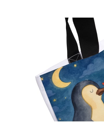 Mr. & Mrs. Panda Tote Bag Pinguine Einschlafen Design mit Spruch in Weiß