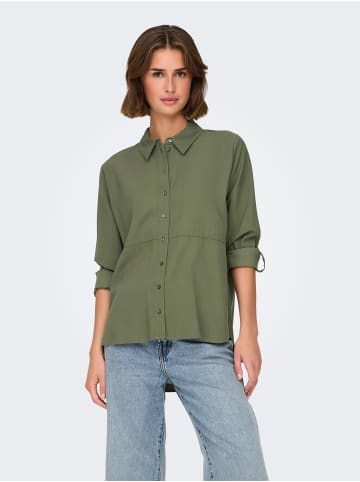 JACQUELINE de YONG Bluse Hemdkragen Voluminöse Ärmel Bündchen in Olive
