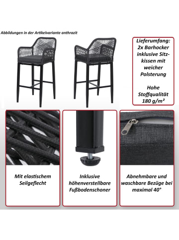 MCW 2er-Set Rope-Barhocker P91, Anthrazit