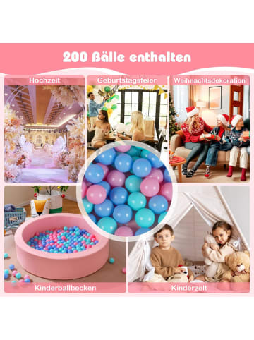 COSTWAY Bällebad Φ105 x 24 cm Bällepool mit 200 Bällen in Rosa