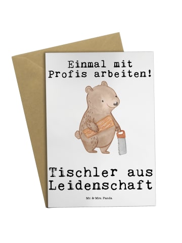 Mr. & Mrs. Panda Grußkarte Tischler Leidenschaft mit Spruch in Weiß